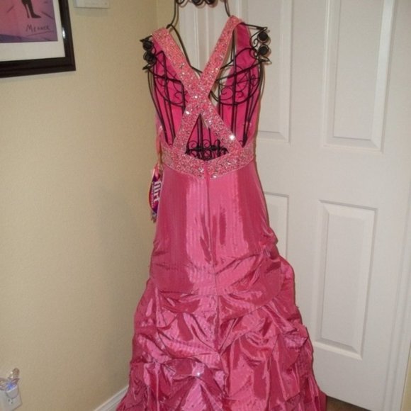 *FINAL PRICE* Pink Stripe Pickup Skirt Formal Prom or Evening Gown 2 - Picture 4 of 7